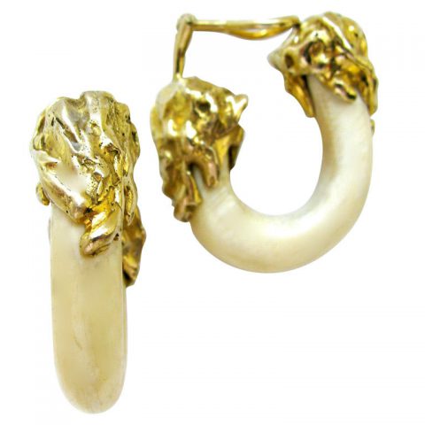 Ivory Gold Ear Clips c1970