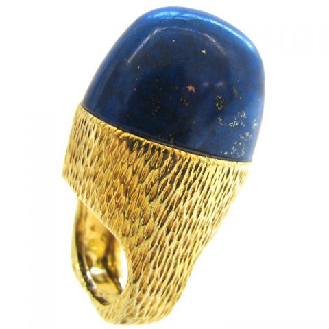 R. Stone Lapis Lazuli Gold Ring Circa 1970