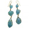 Long Carved Aquamarine Dangle Earrings