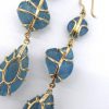Long Carved Aquamarine Dangle Earrings - Image 2