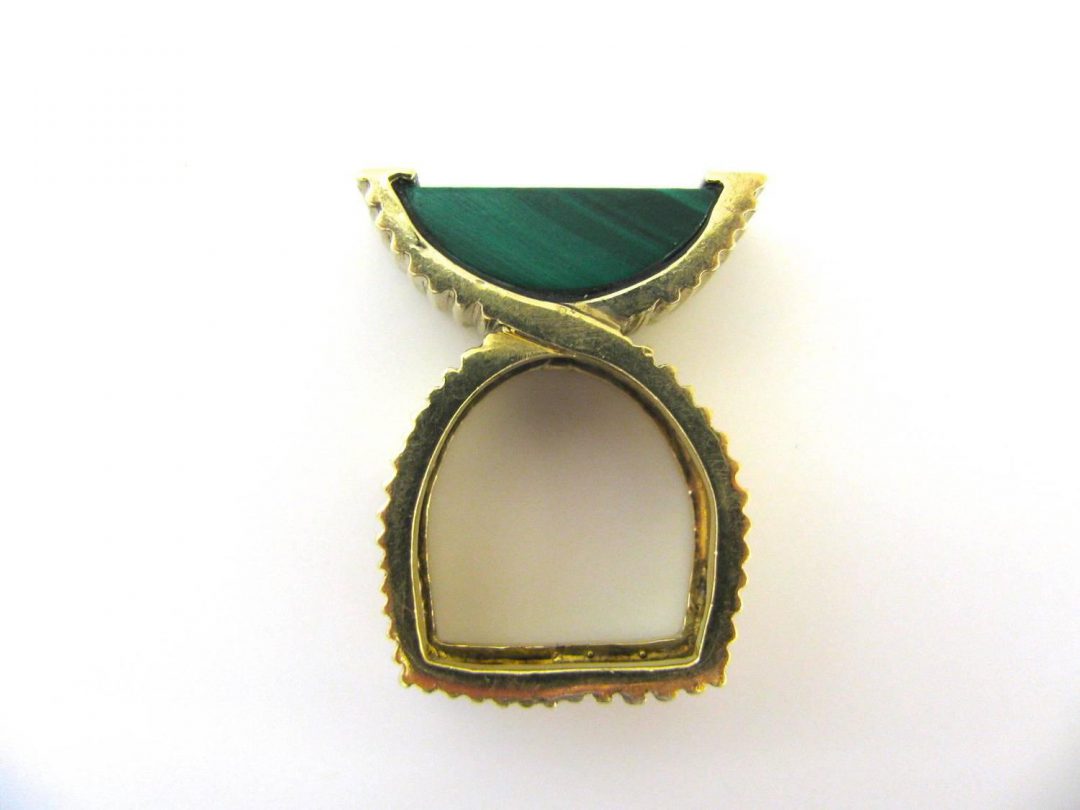 La Triomphe Malachite and Diamond Ring c1970 - Image 4
