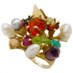 1970s Virgilio of Taxco Modernist Gemstone Cocktail Ring - Kimberly ...