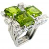 Barbara Anton Modernist Peridot and Diamond Cocktail Ring
