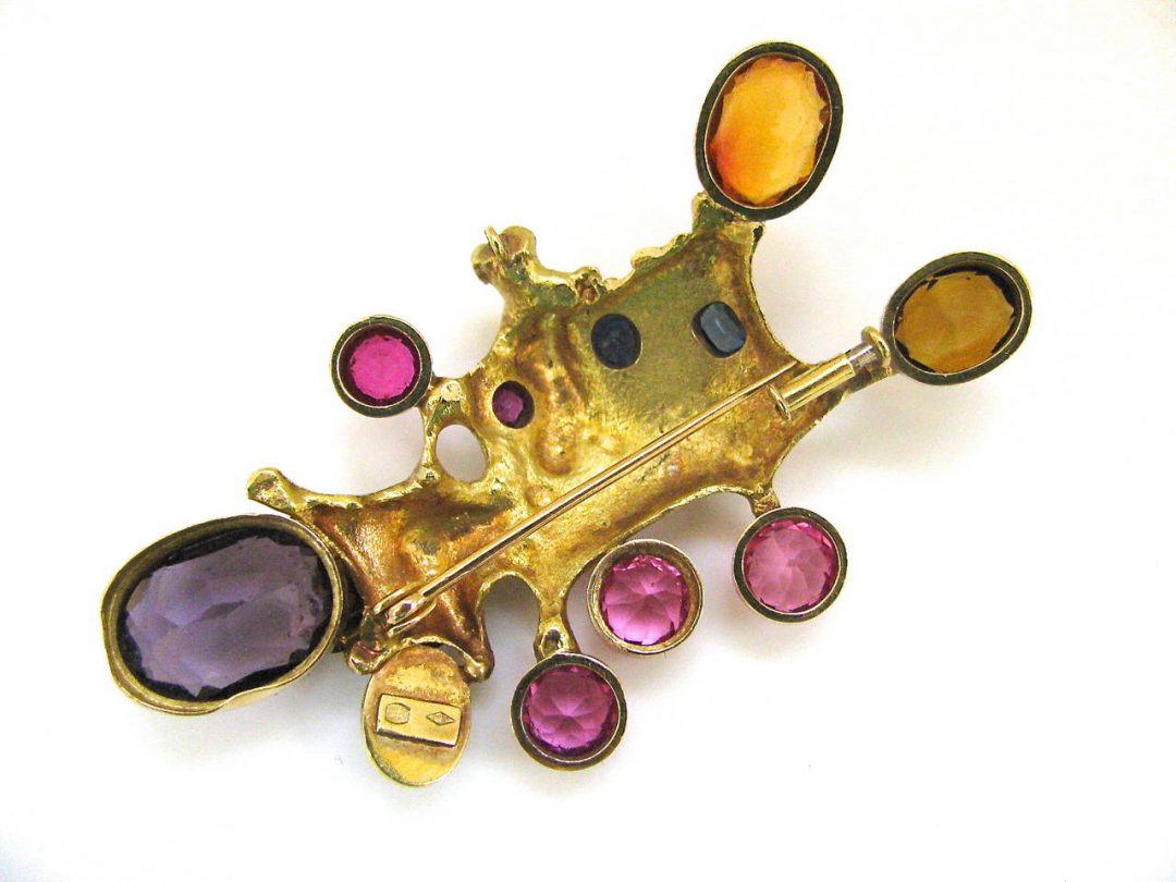 Fernand Demaret Multiple Gemstone Gold Pendant/Brooch with Bee - Image 4
