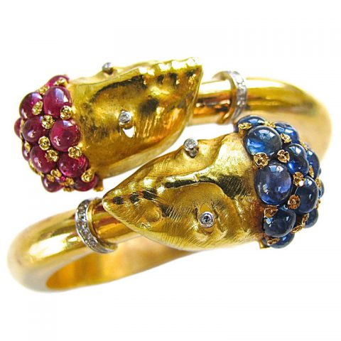 Masenza Franco Canilla Gemstone Gold Bracelet