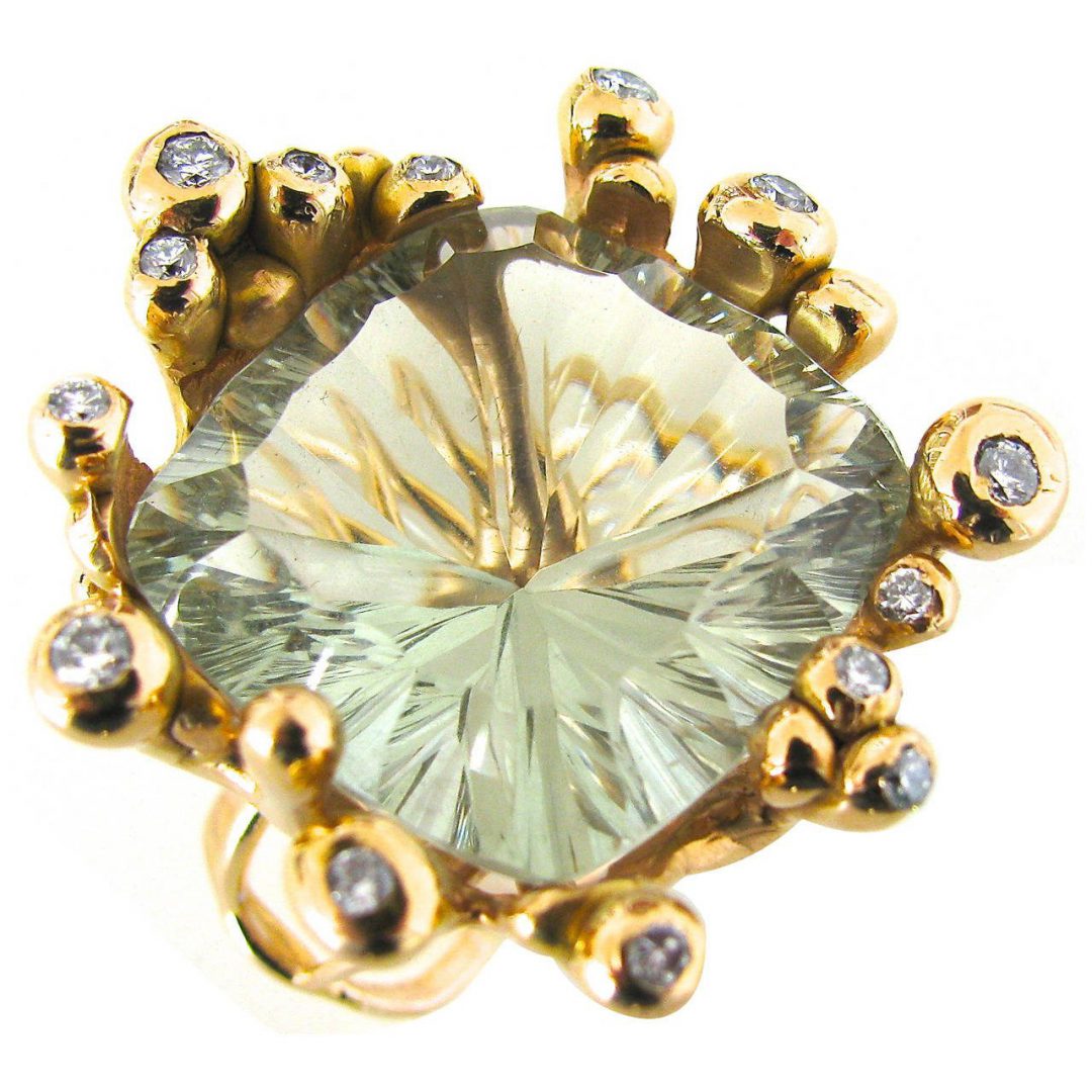 Lucifer Vir Honestus Prasiolite Diamond Gold Ring - Image 2