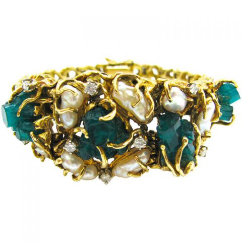 Pearl Emerald and Diamond Bracelet