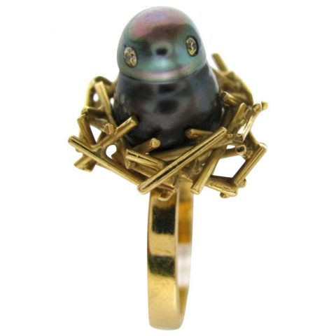 Andrew Grima Pearl and Diamond Chick Ring