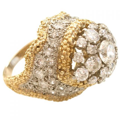 Platiumum, Gold and Diamond Bombe Ring c.1960