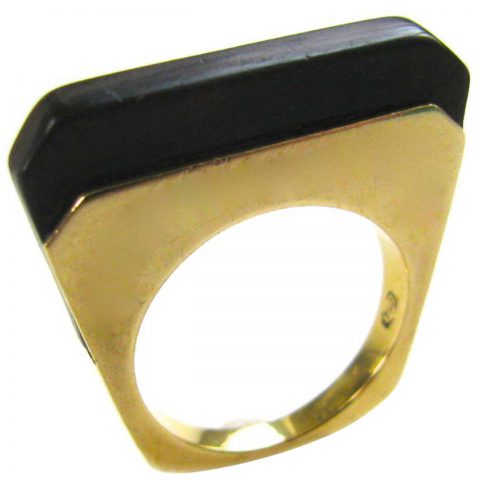 Wood and Gold Ring Circa 1970