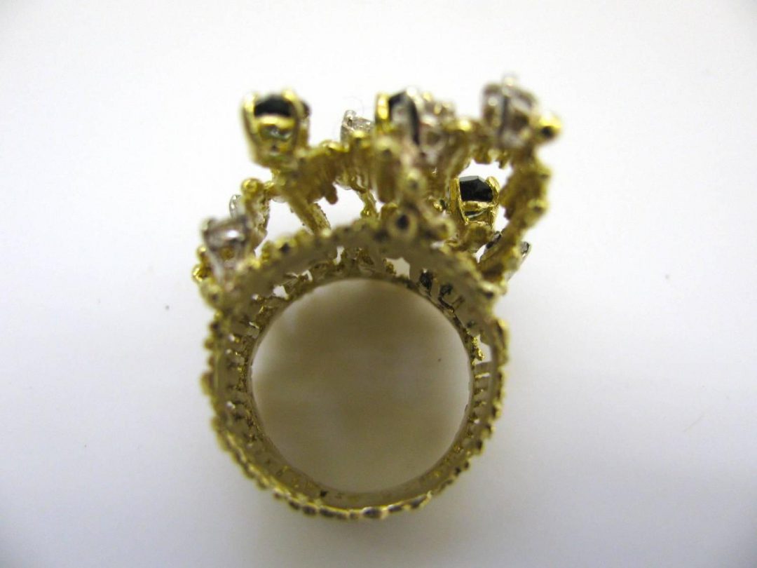 Tourmaline and Diamond Cocktail Ring c1970 - Image 2