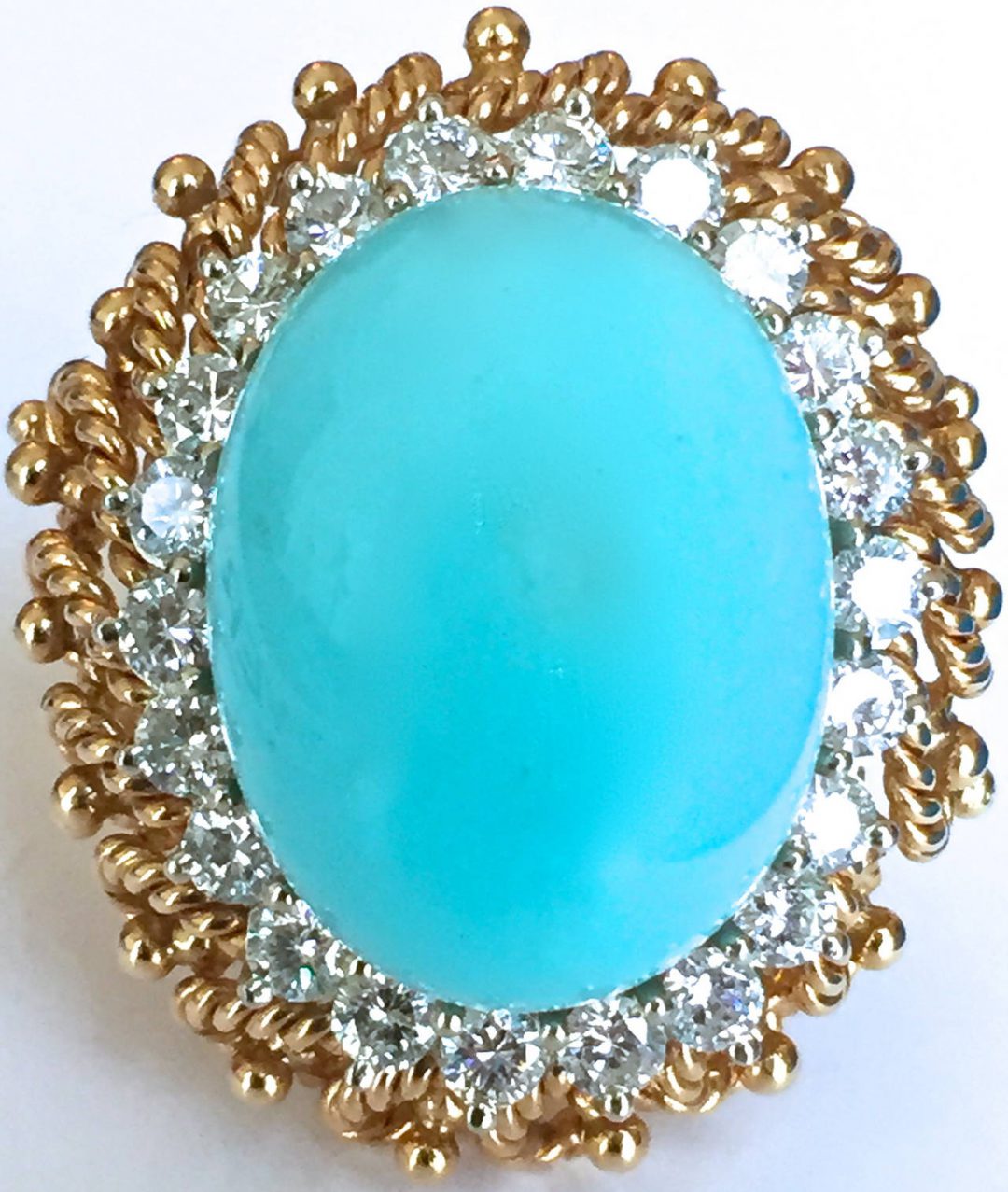 Turquoise Diamond Gold Cocktail Ring - Image 3