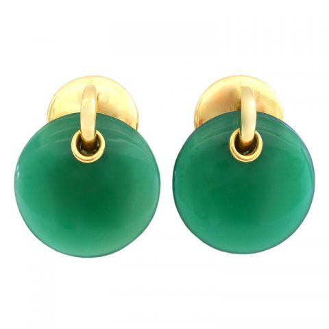 ALDO CIPULLO for CARTIER, Gold and Chrysoprase Ear Clips, 1972