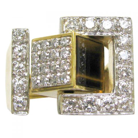 Diamond Lapis Malachite and Tigers Eye Interchangable Ring