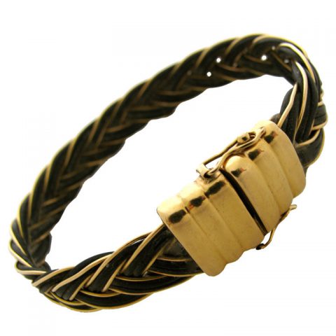 A Gold and Elephant Hair Bracelet, c1970
