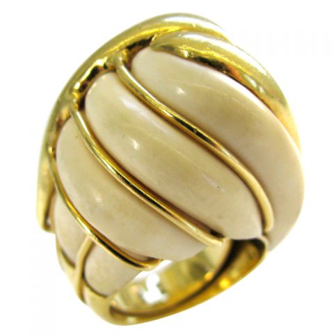 A Gold and Ivory Bombe Ring c1960