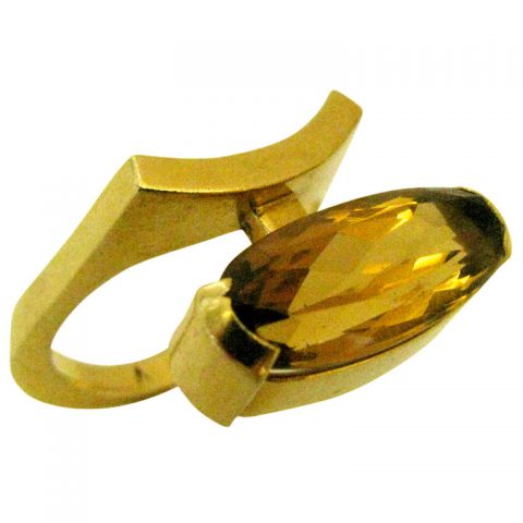 A Gold and Citrine Moderinst Ring, French