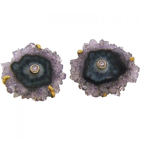 Agate and Diamond Cufflinks circa 1970