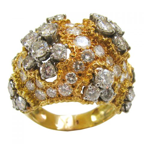 A French Diamond Gold Cocktail Ring