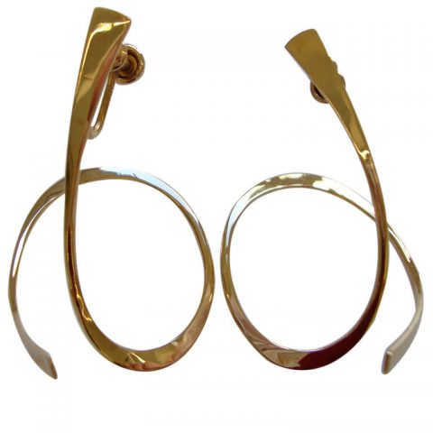 BETTY COOKE, Gold Modernist Earrings