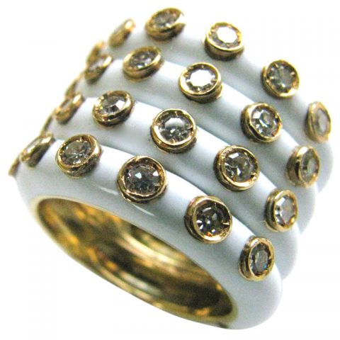 CHRISTIAN DIOR, A Gold, Enamel and Diamond Band Ring