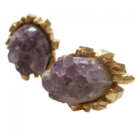 Gold and Amethyst Cufflinks,Signed, c1960