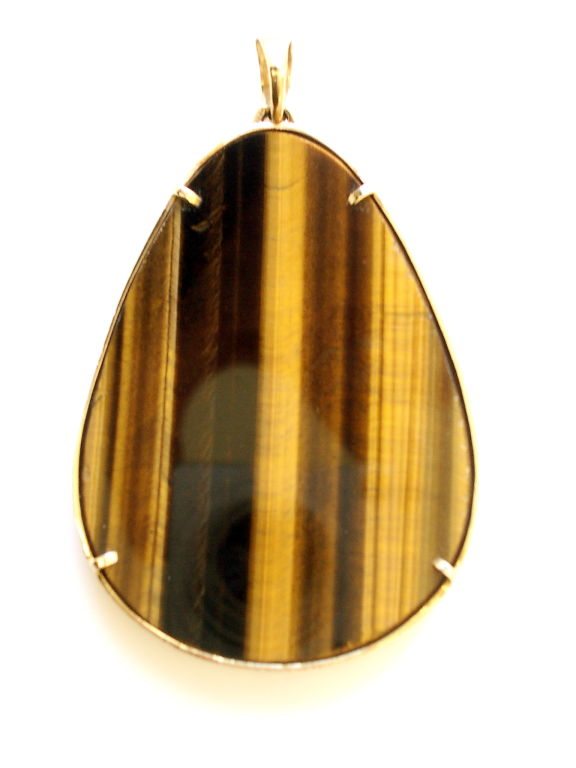 Crystal Caste: Tiger Eye D20 Gold Pendant