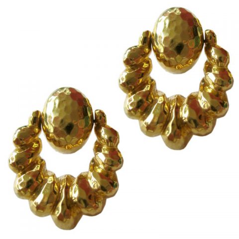 A Pair of Gold Ear Clips by Hammerman Bros, c1970