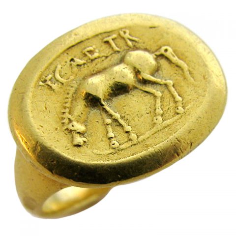 HELEN WOODHULL, A Gold Intaglio Ring, 1977