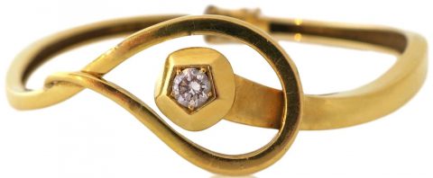 Gold and Diamond Nail Head Bracelet circa 1970