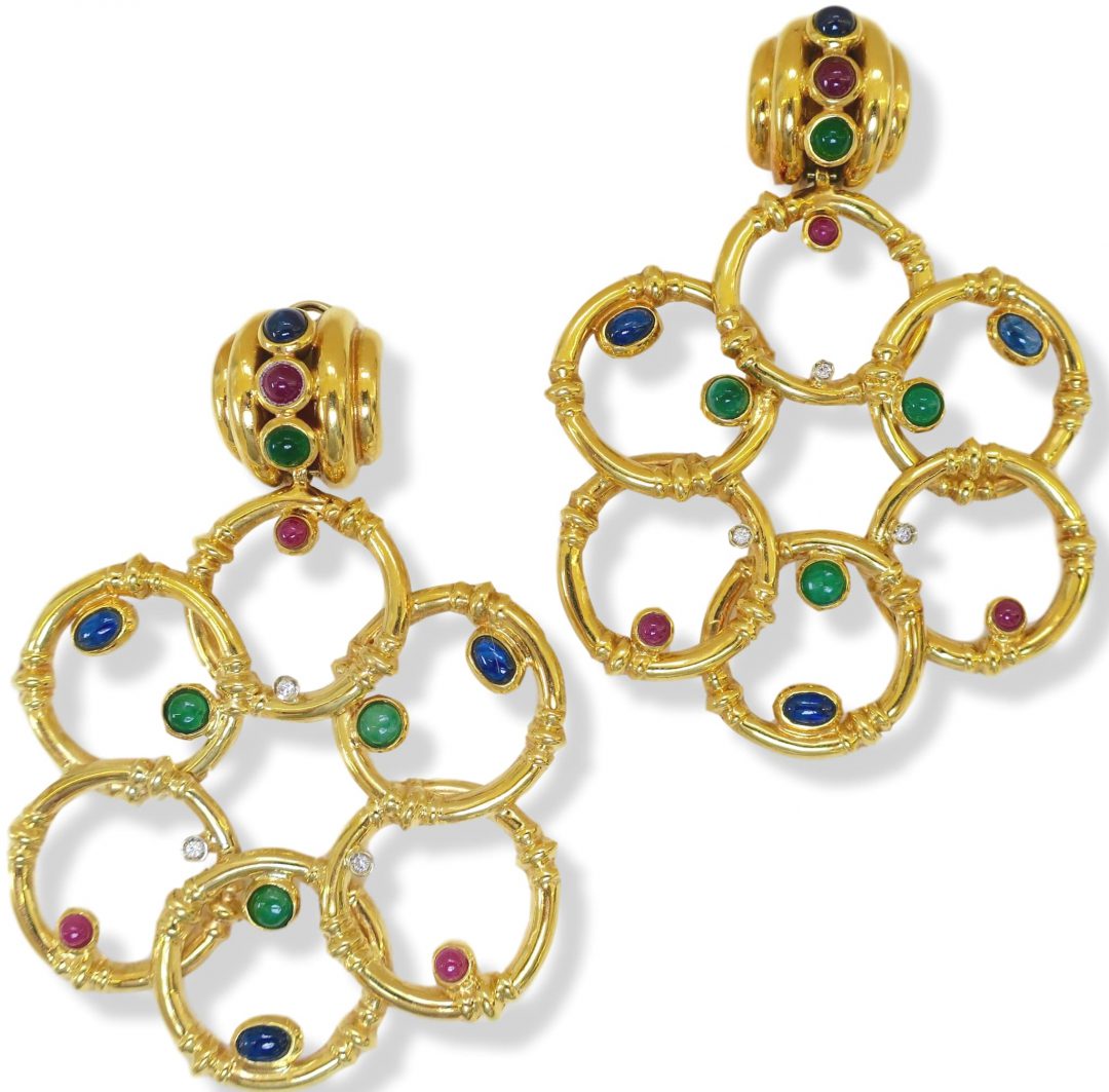 Massive Uno a Erre Italian Gemstone 1980s Earrings - Image 2