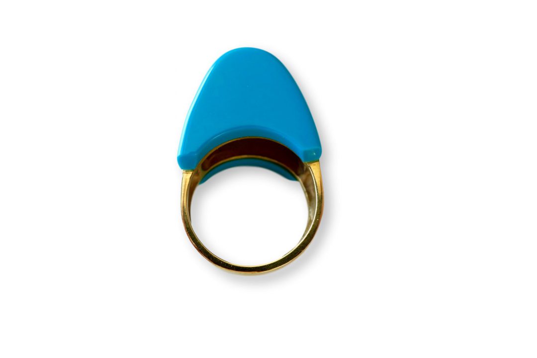1970s Turquoise and Diamond Ring - Image 3
