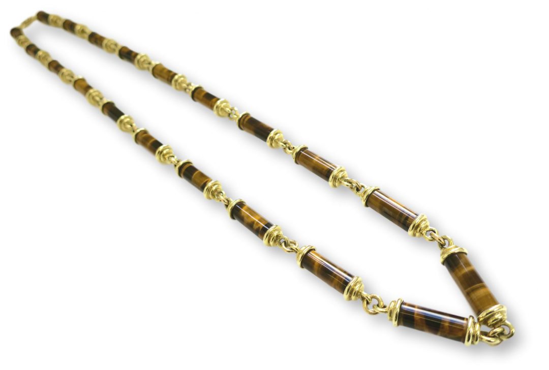 Gold and Tigers Eye Link Necklace - Image 3