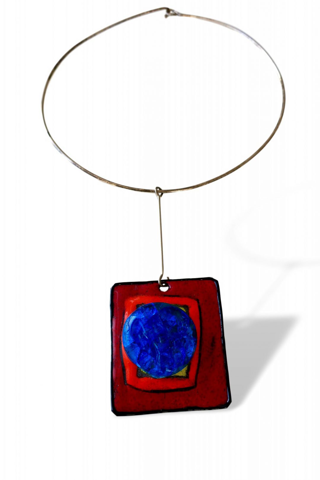 Pierre Cardin Silver Enamel and Glass Pendant Necklace, French, circa 1965 - Image 2