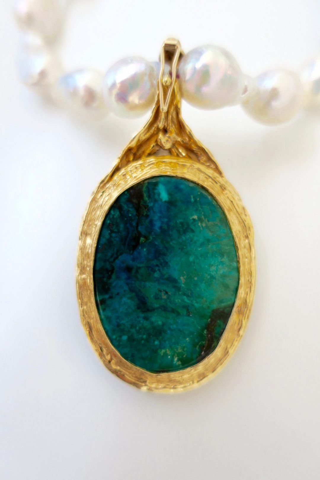 1970s Gilbert Albert Pearl and Azure-Malachite Necklace - Image 5