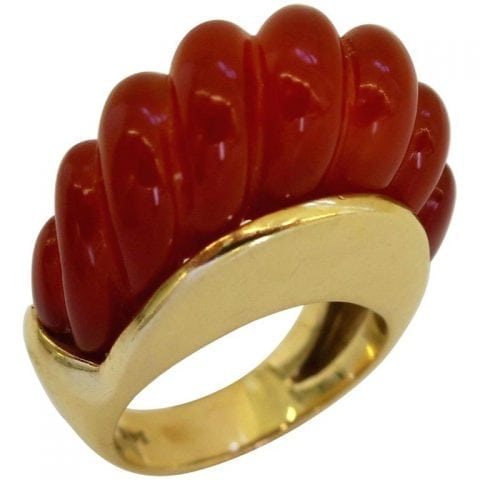 1960s Carnelian and Gold Dome Ring