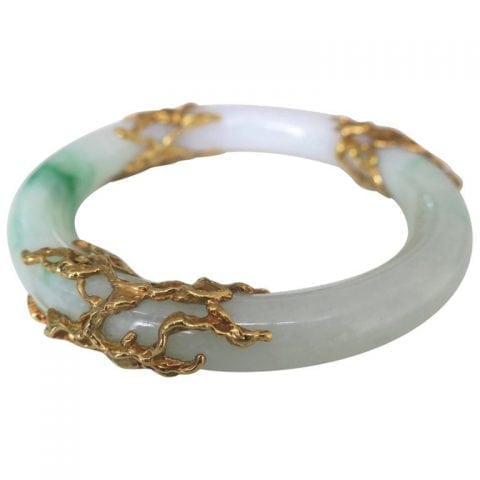 Arthur King Jade and Gold Bangle Bracelet
