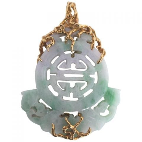 Arthur King Jade and Gold Longevity Pendant