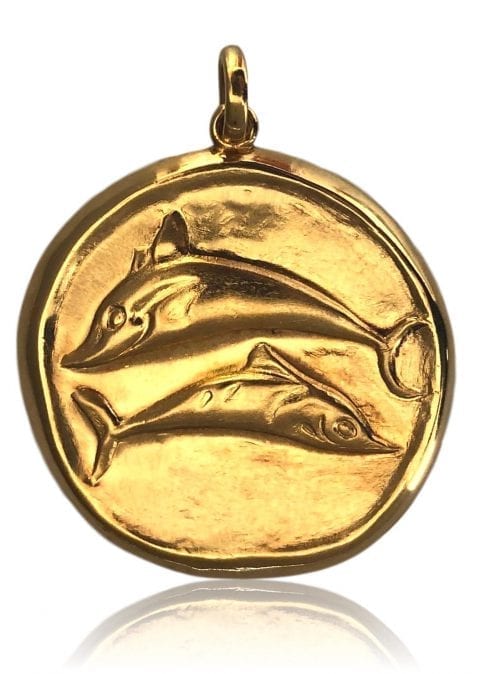 Large 18K Gold Pisces Pendant by Illias Lalaounis