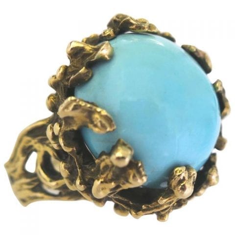 1960s Turquoise and Gold Statement Ring