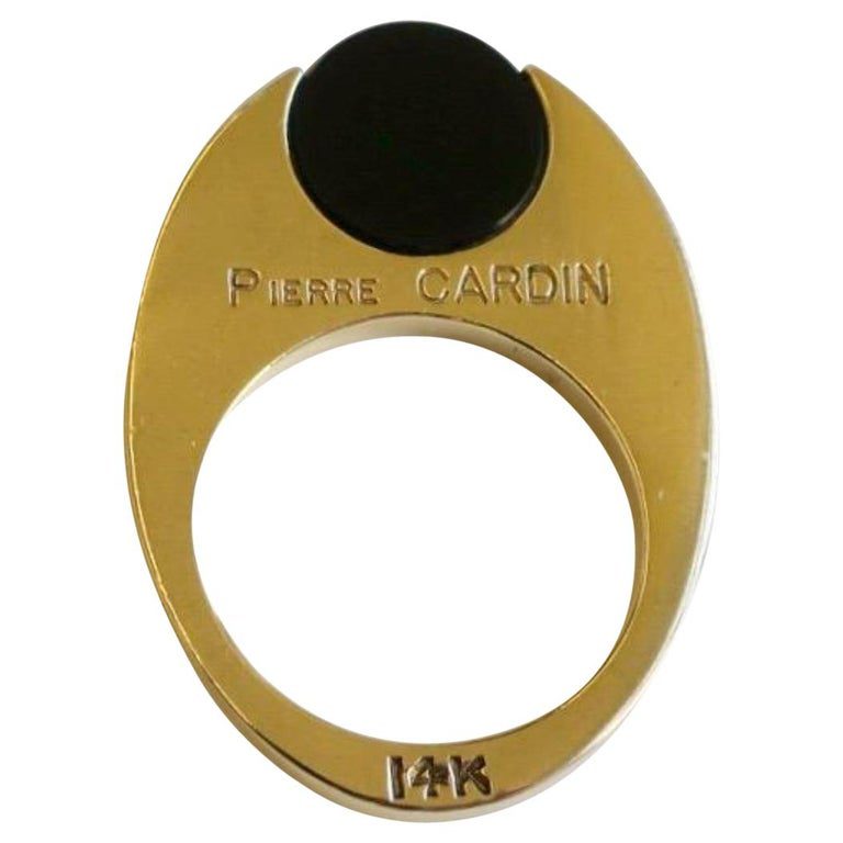 Vintage Pierre Cardin Gold and Onyx Disk Ring